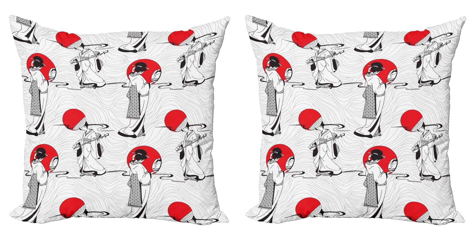 Kissenbezüge Modern Accent Doppelseitiger Digitaldruck, Abakuhaus (2 Stück), asiatisch moderne japanische