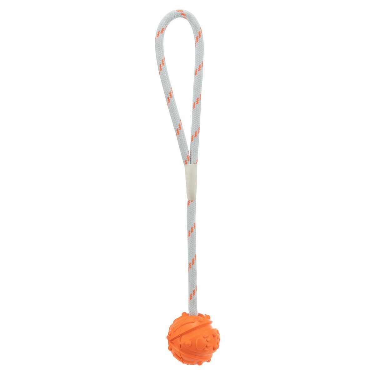 TRIXIE Spielknochen Ball am Seil, schwimmt, Naturgummi, Maße: ø 4,5 cm / 35 cm / Farbe: orange