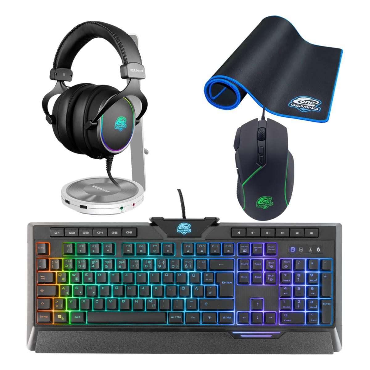 ONE GAMING Ultimate Bundle 01 Tastatur-, Maus- und Mauspad-Set
