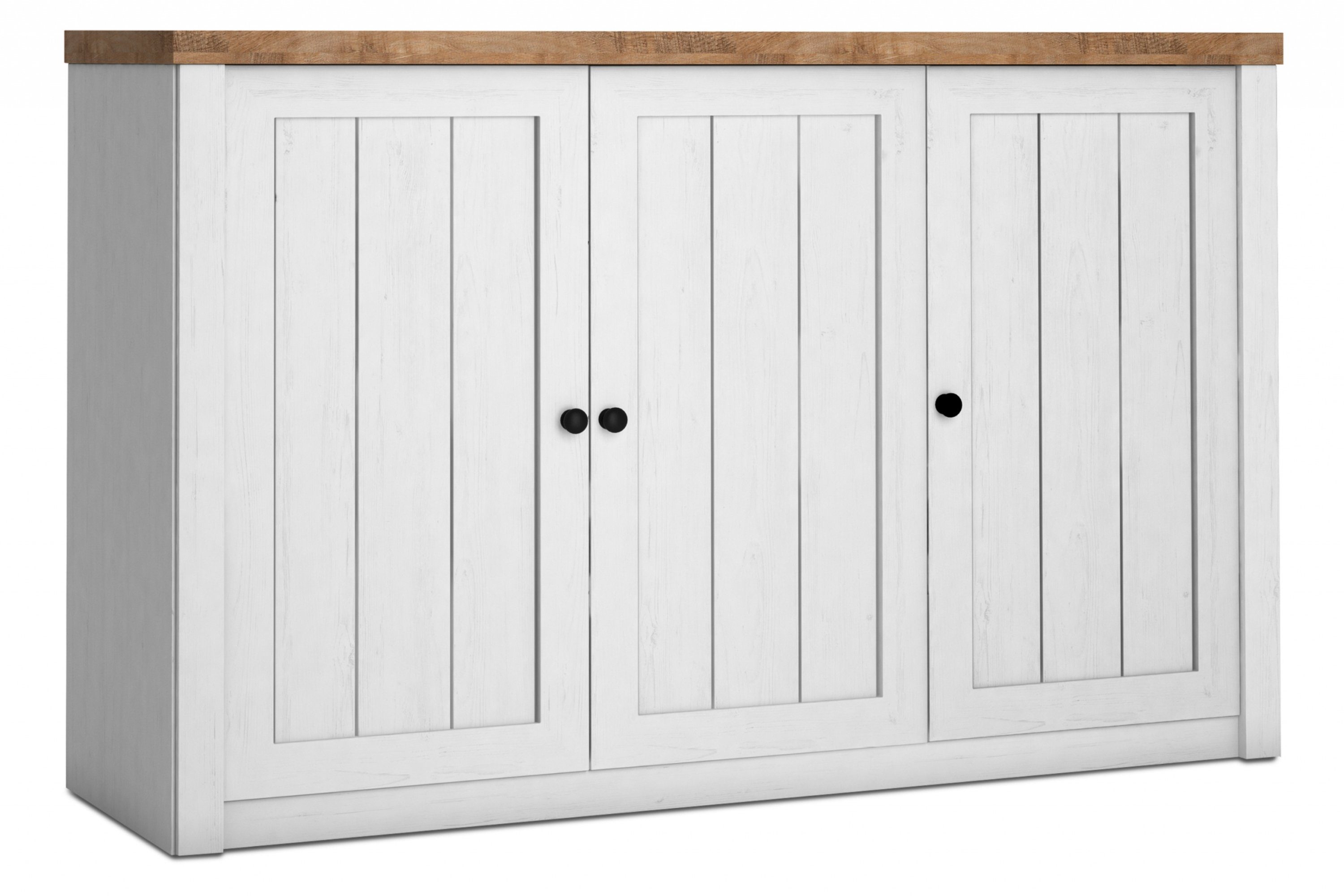 KONSIMO® Kommode LEMAS Türkommode, Sideboard, hergestellt in der EU, Provenzalische Stil, mit dunklen Eichenelementen, mit Türen