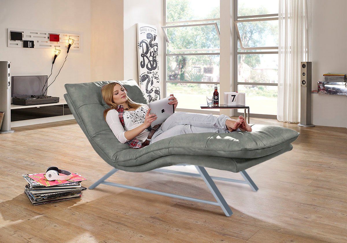 W.SCHILLIG Relaxliege daily dreams, in Waffelkissen-Optik, wahlweise mit Motor, Kufengestell, in 2 Breiten