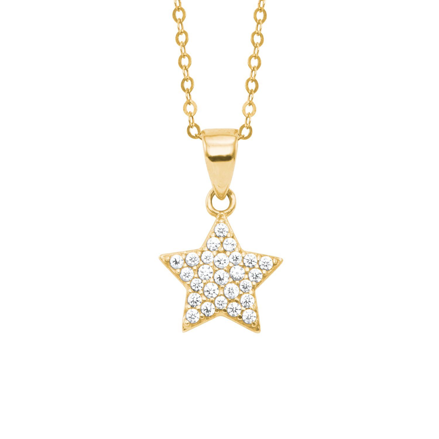 Amor Goldkette für Damen, Gold 375, Preciosa, Stern (2-tlg., Kette mit Anhänger)
