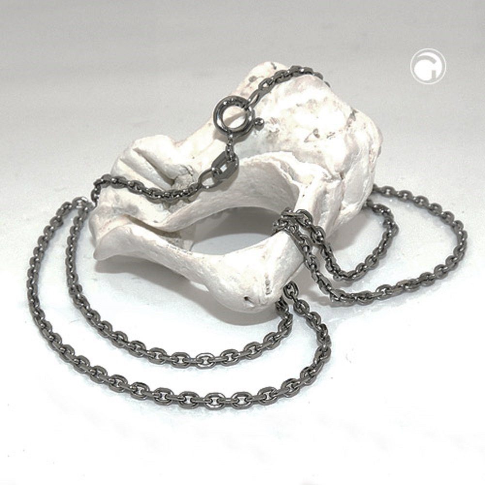 unbespielt Silberkette Halskette 2 Ankerkette 40 mm und cm, Silberschmuck geschwärzt Damen Herren rhodiniert für Silber 925