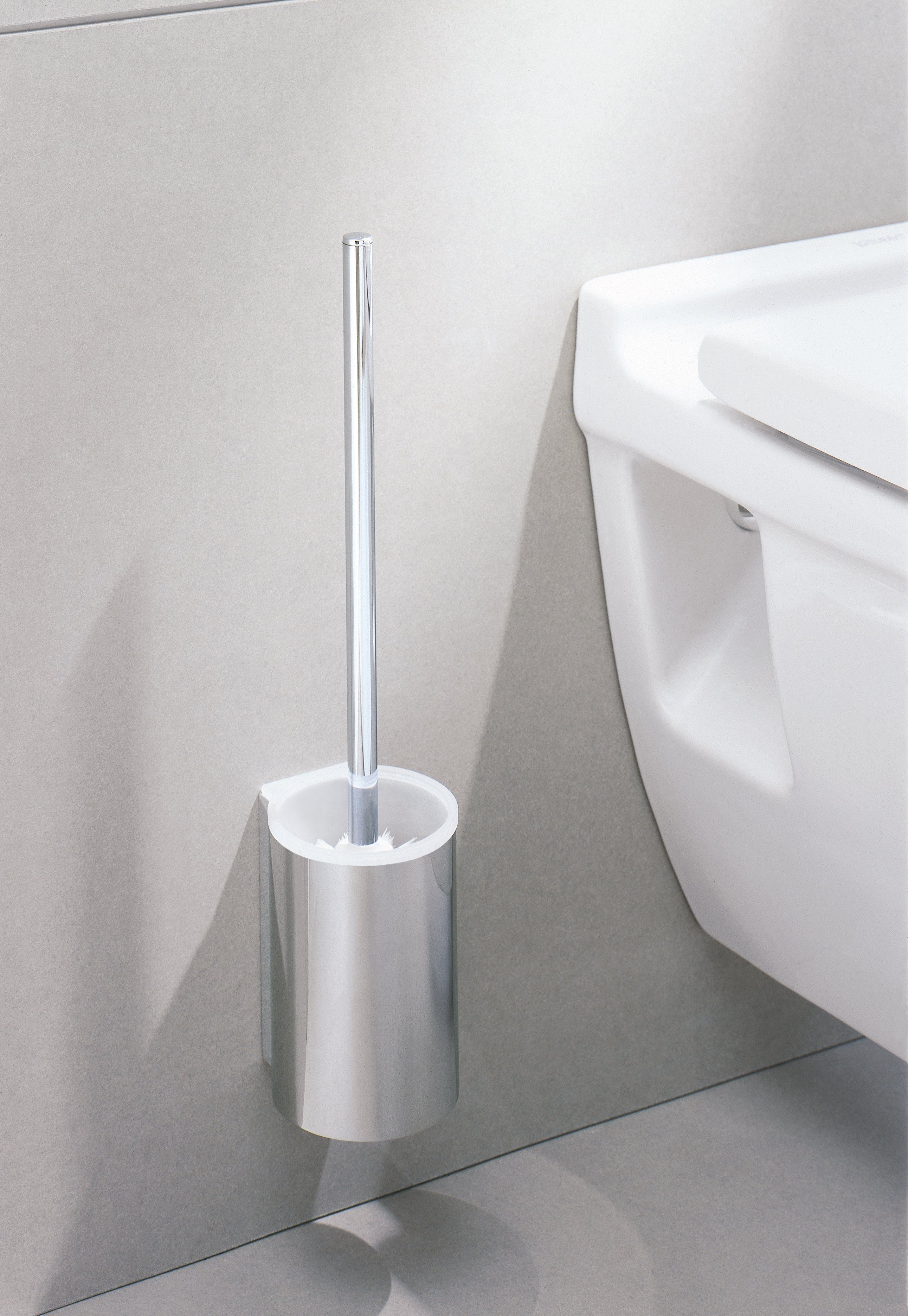 Keuco WC-Reinigungsbürste Plan, (Vormontiert), Toilettenbürstengarnitur aus Metall, WC-Bürste mit chrom/weiß