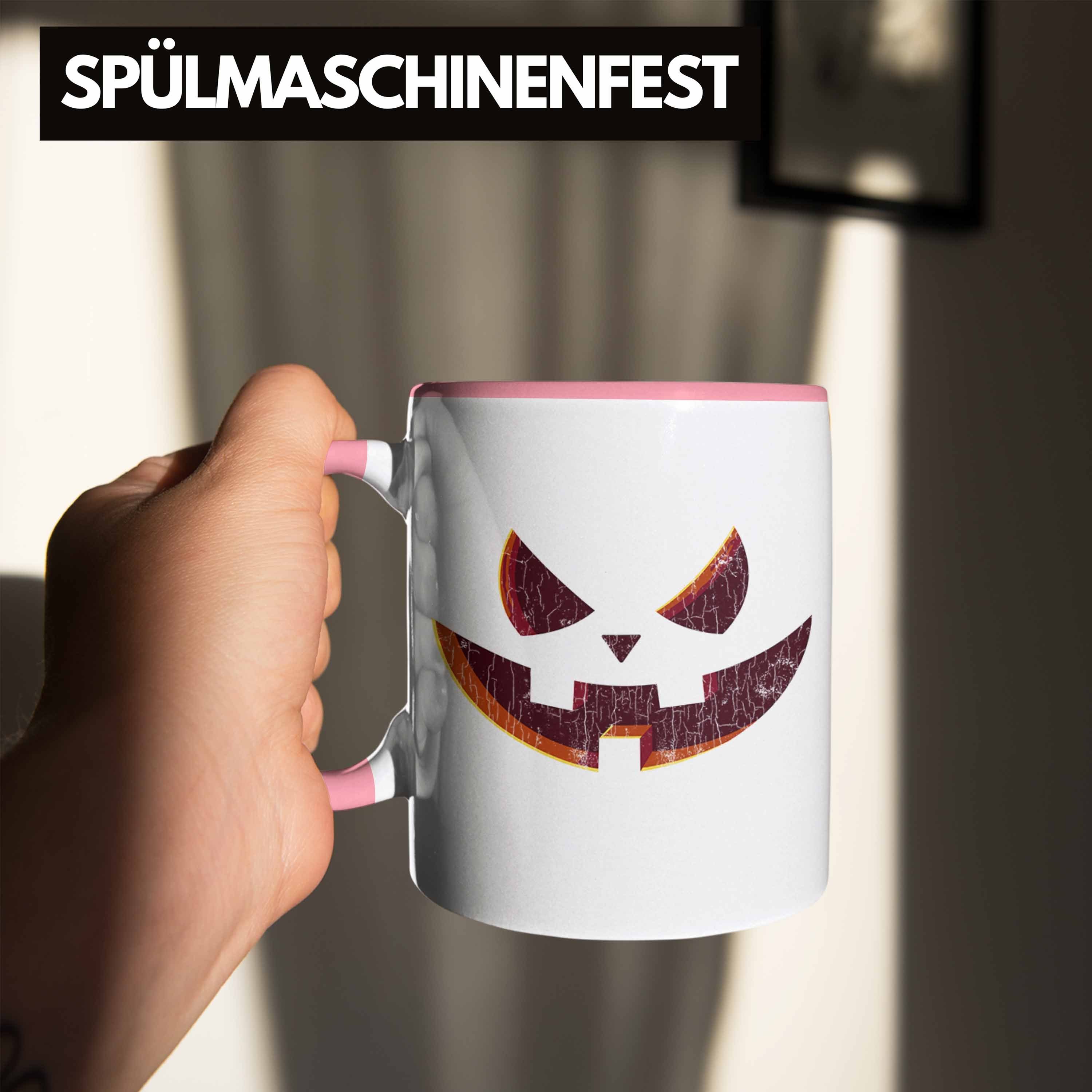 Rosa Becher Kürbis Gesicht Kürbis Tasse Dekoration Tasse Trendation Halloween