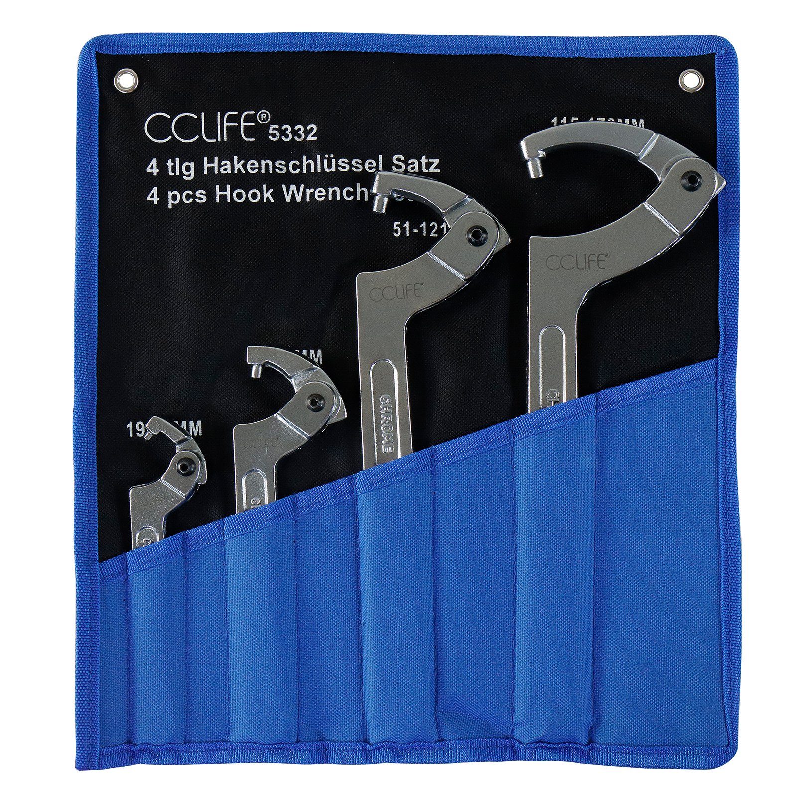 Hakenschlüssel Nutmutter CCLIFE 19-170mm Gelenk Verstellbar für St) Gabelschlüssel Schlüssel (set, C 4