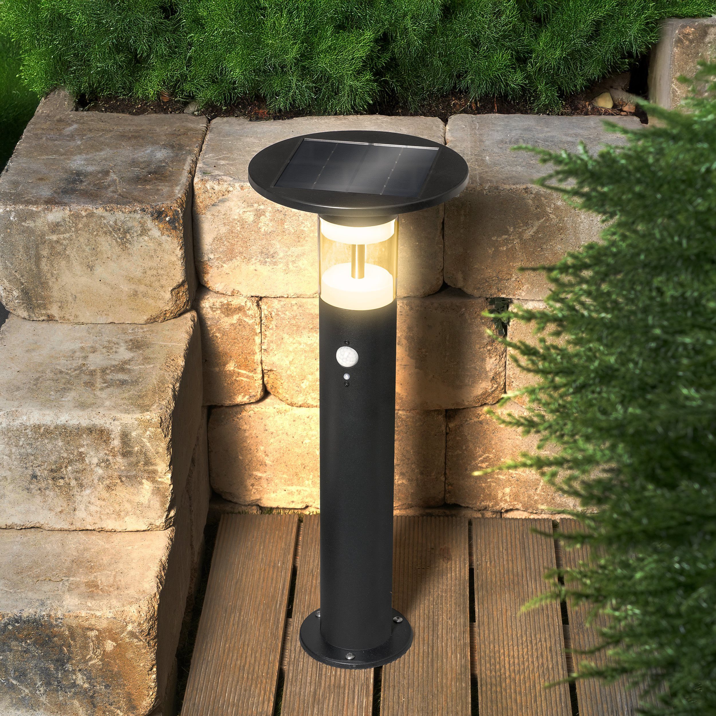 esotec LED Solarleuchte Metall PIR-Standleuchte Amelia H53cm 3Modi 36LEDs 3000K Garten 102746, LED fest integriert