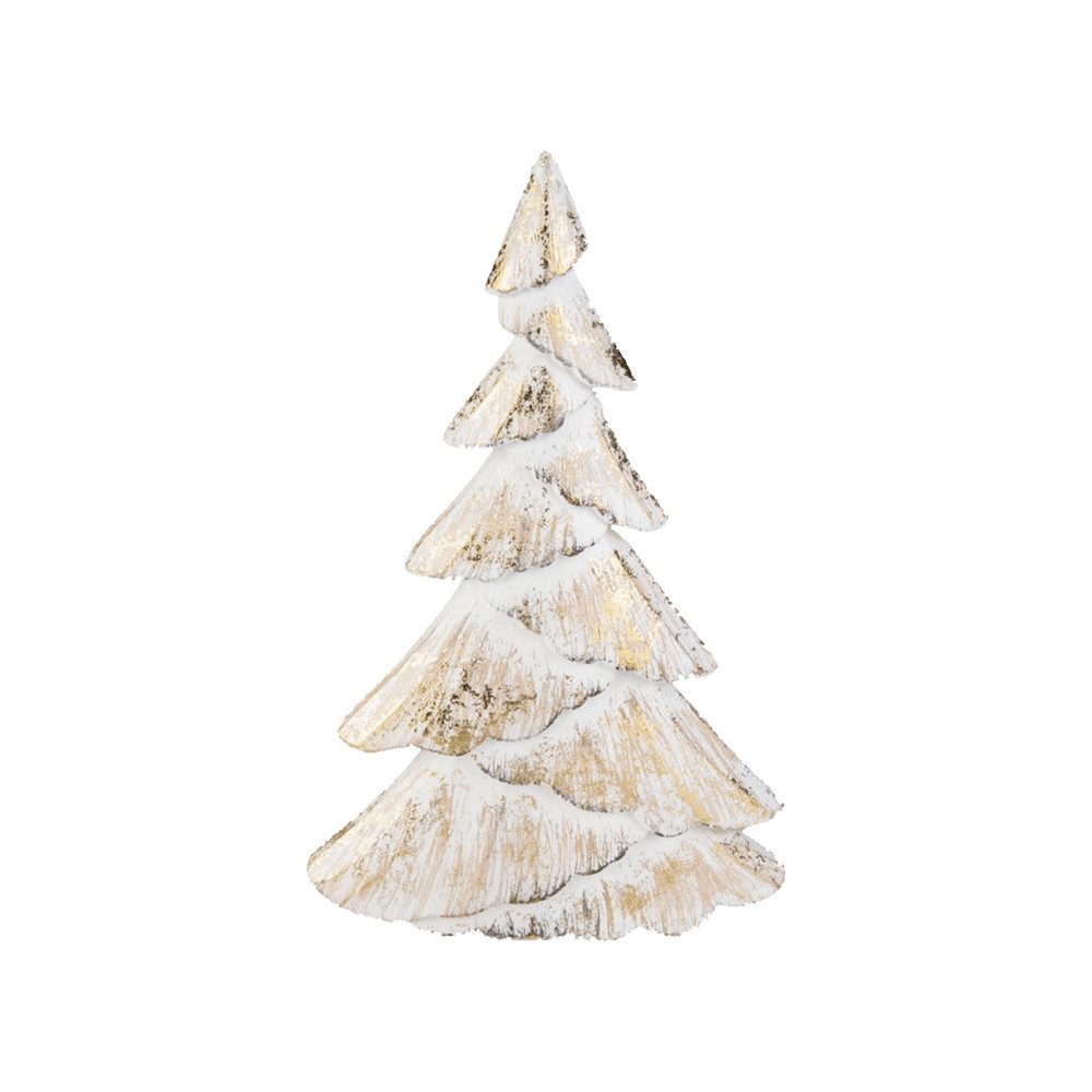 MICA Weihnachtsfigur Standdeko Tannenbaum - weiß/gold - ca. 22 x 5 x 34 cm günstig online kaufen