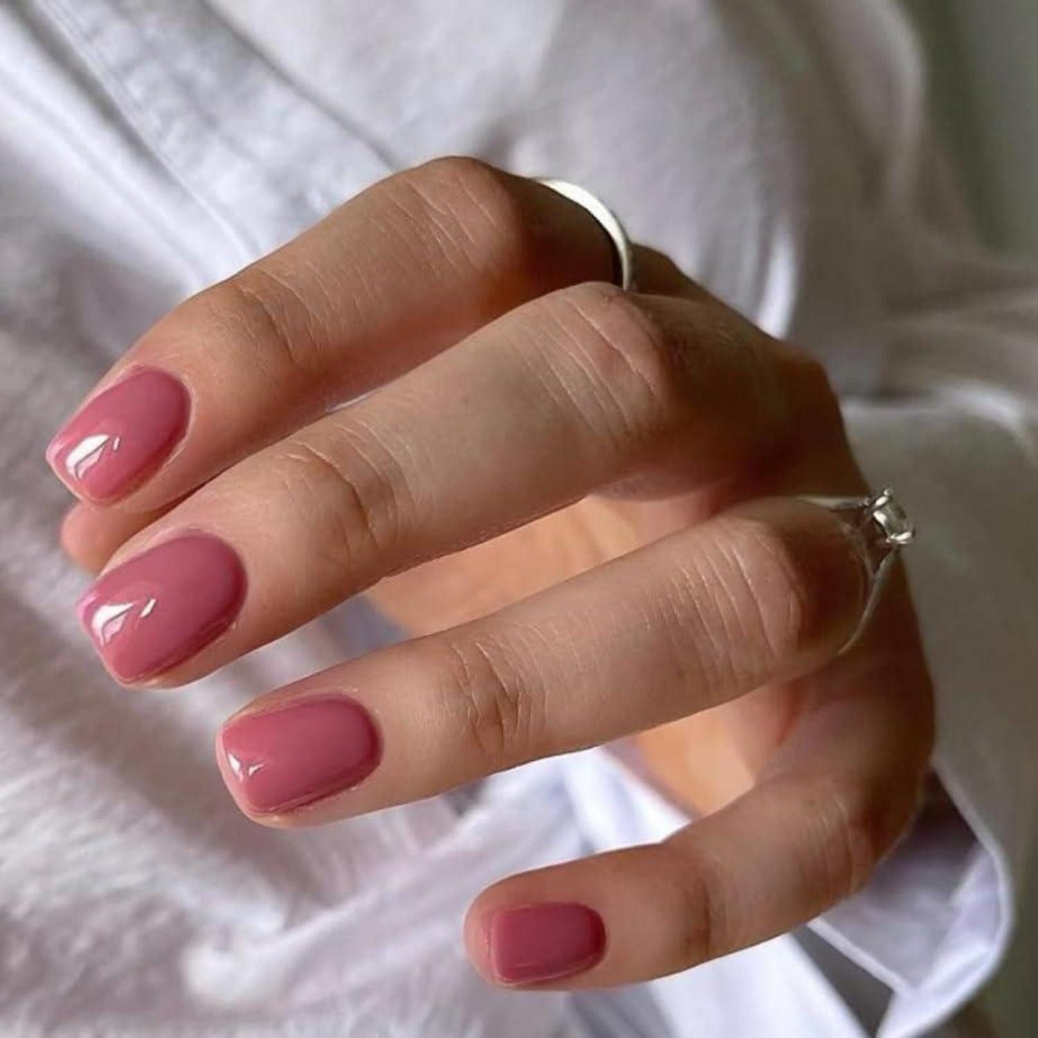 LuxusKollektion Kunstfingernägel Künstliche Nägel Kurz Kleber Quadratisch Set 24 Stück Dunkel Rosa