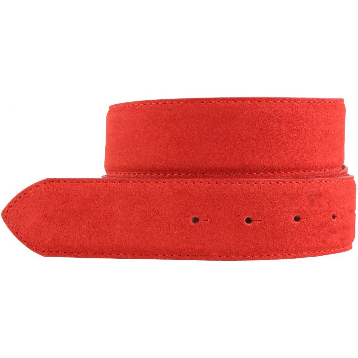 BELTINGER Ledergürtel Gürtel aus Veloursleder ohne Schnalle 4 cm - Velour-Ledergürtel für Da Rot | Gürtel