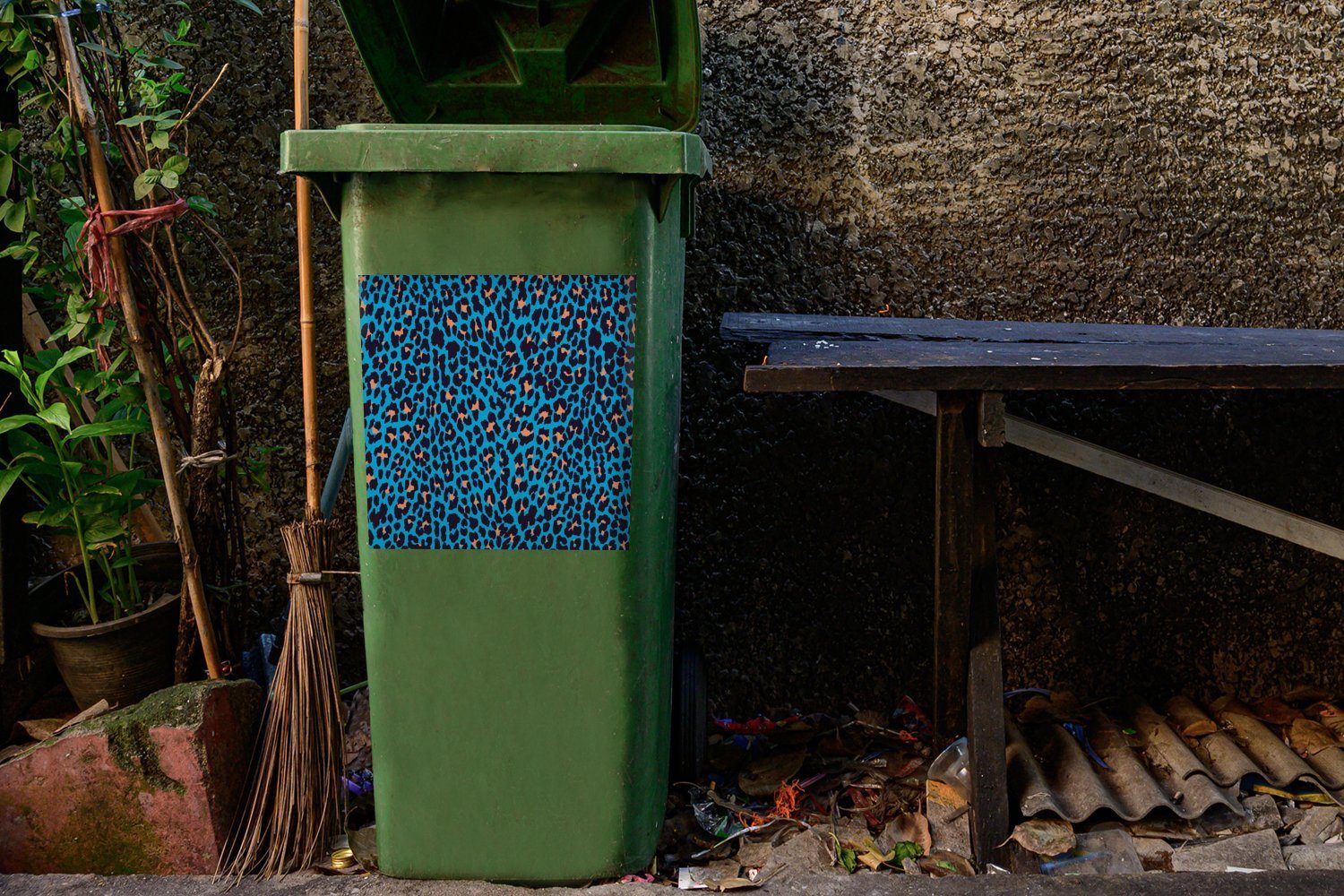 MuchoWow Wandsticker Pantherdruck - Tier Mülleimer-aufkleber, (1 St), Sticker, Abfalbehälter - Design Mülltonne, Container