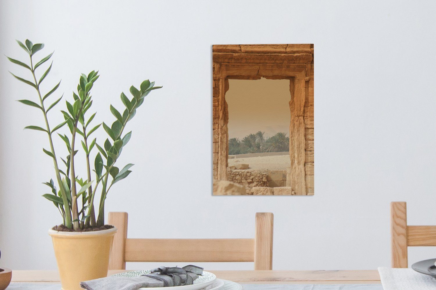 bespannt Zackenaufhänger, von fertig cm Leinwandbild Leinwandbild 20x30 inkl. OneMillionCanvasses® aus, Gemälde, auf (1 St), die Wüste Palmyra Blick