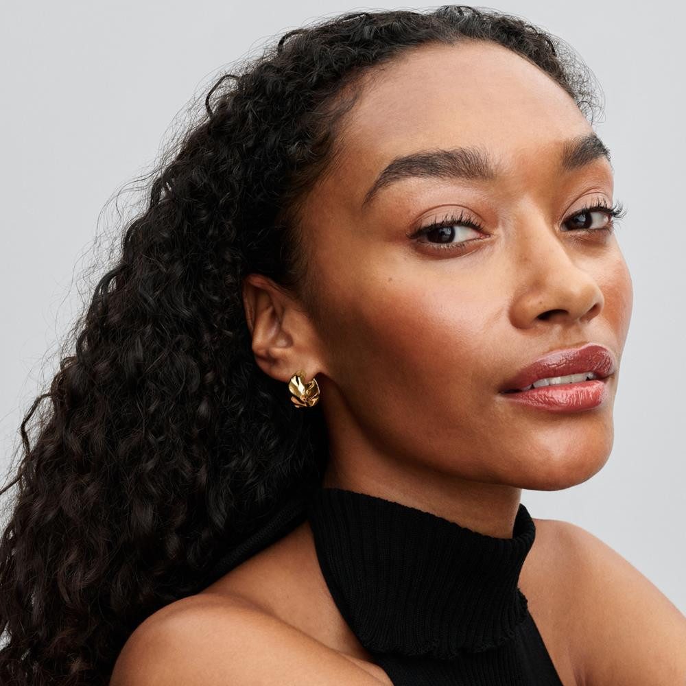 Pandora Paar Ohrstecker PANDORA Wellenförmige Damen Creolen Essence, IP Gold