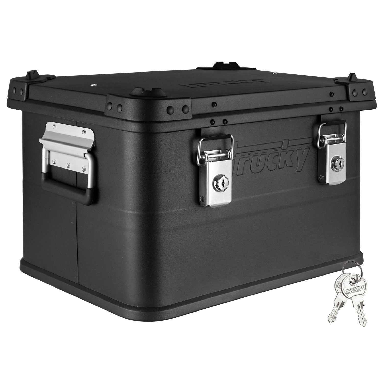 Allzweckkiste Aluminium Box mit Deckel Schwarz Alukiste 30 Liter Aufbewahrungsbox