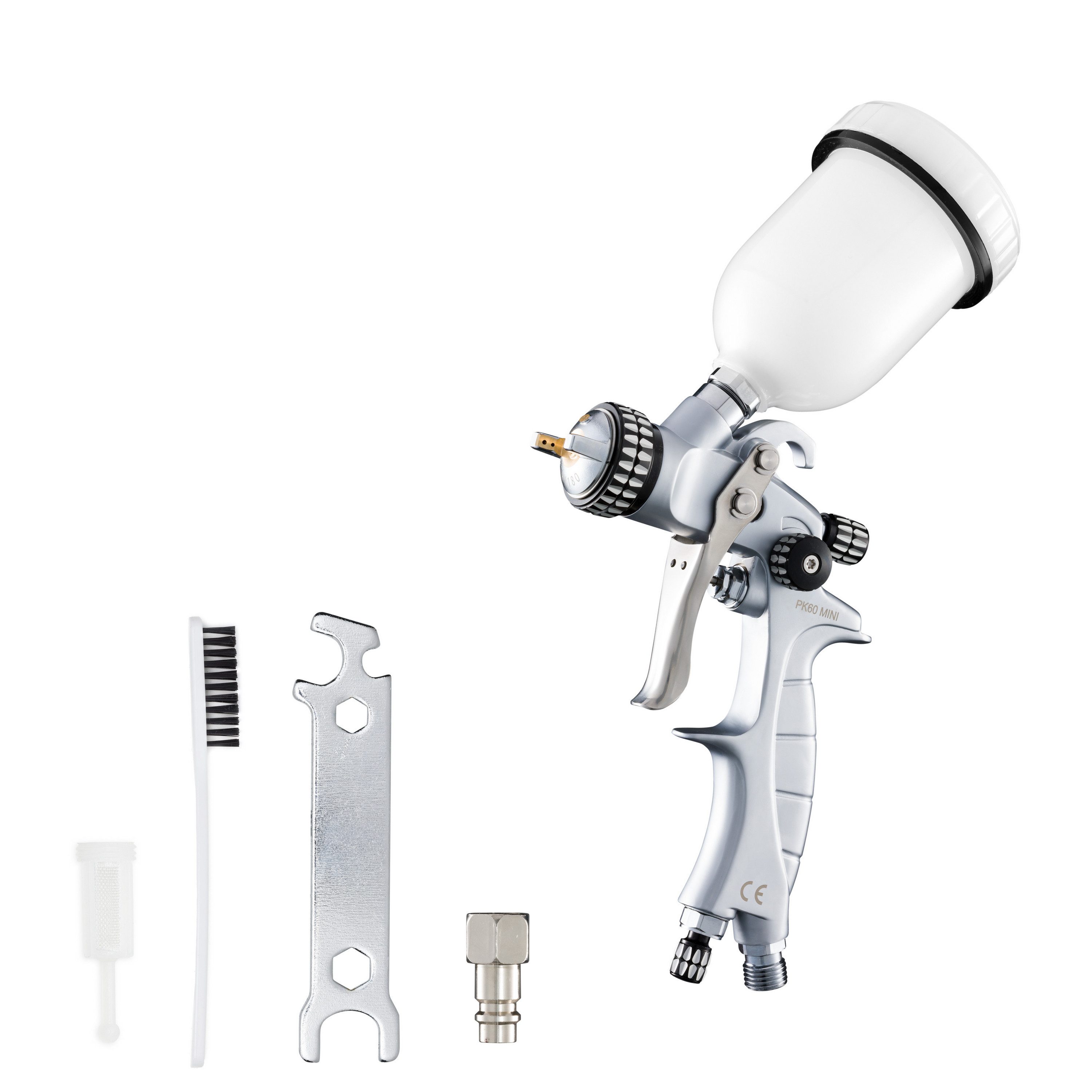 BENBOW Lackierpistole PK60 Lackierpistole, PK60 Mini Lackierpistole HVLP, Düse 1,2 mm, 100 ml Kunststoffbecher