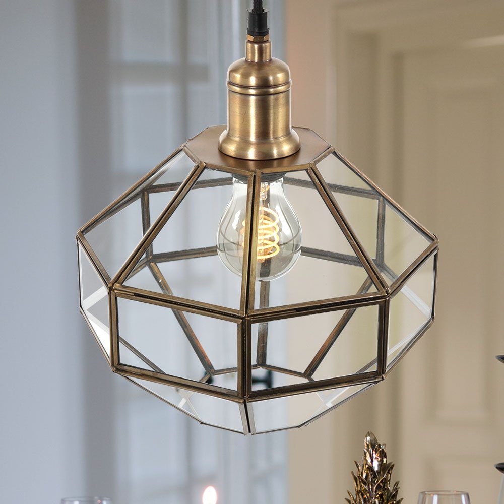 Steinhauer LIGHTING Pendelleuchte, Leuchtmittel nicht inklusive, Hängelampe Esszimmerleuchte Höhe anpassbar Retro Glas bronze H 145 cm