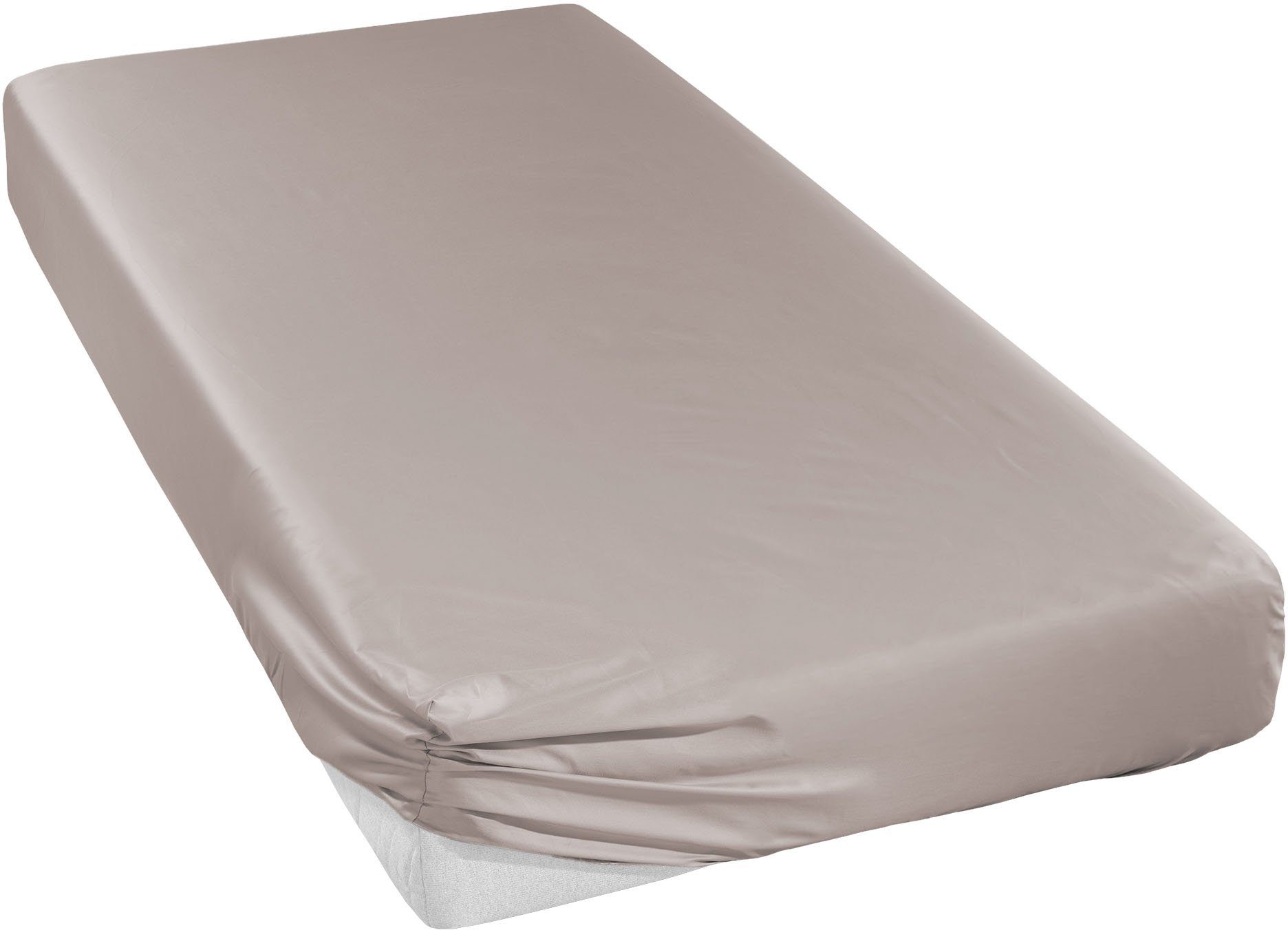 Curt Bauer Spannbettlaken Uni-Mako-Satin in Gr. 90x200, 140x200 oder 180x200 cm, Satin, Gummizug: rundum, (1 Stück), aus Baumwolle, für Matratzen bis 20 cm Höhe, Bettlaken, Spannbetttuch