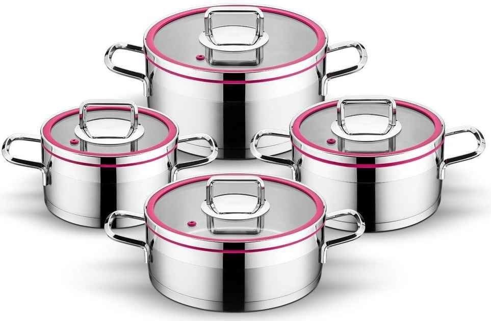 Tac Topf-Set Vita 4er Kochgeschirr Topf Set 8 Teilig, Induktion, Rosa, (8-tlg)