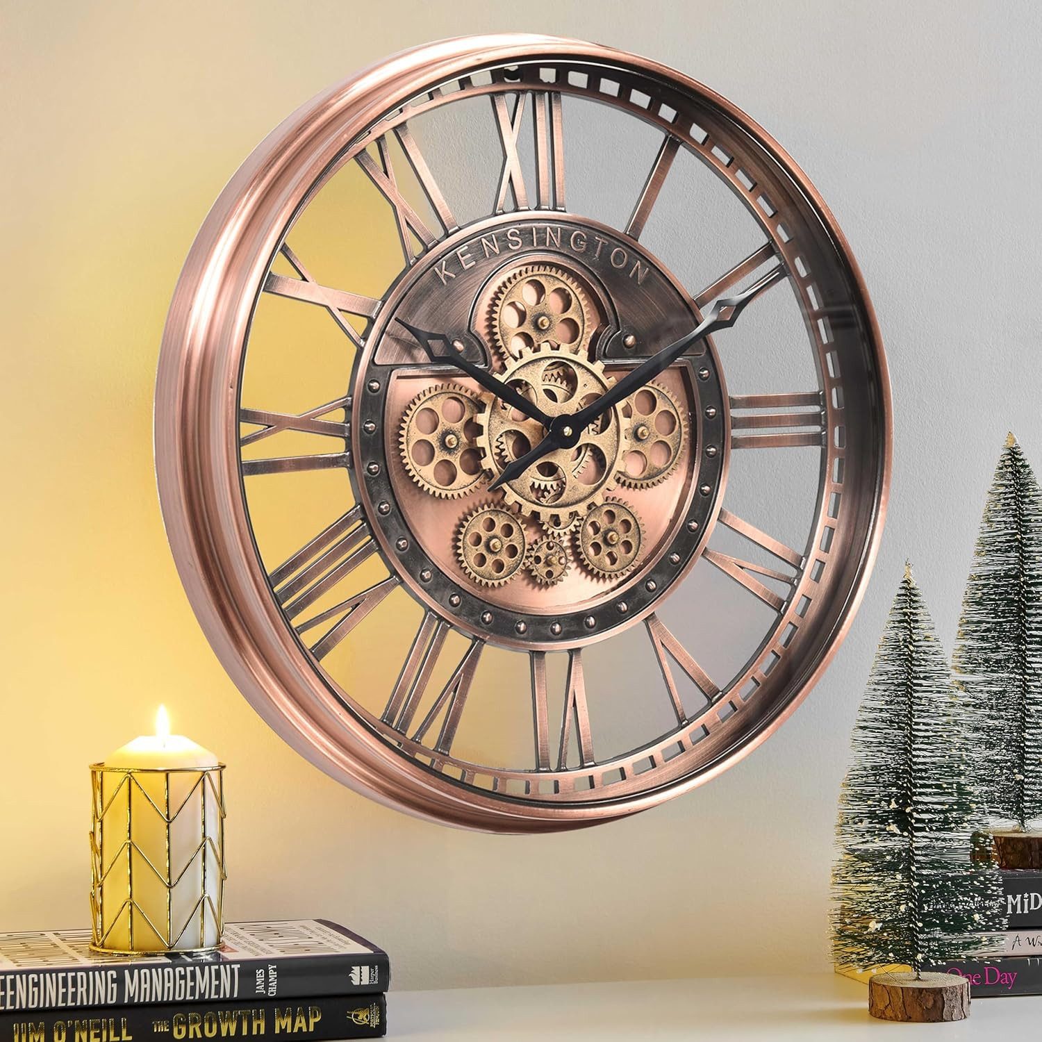 Samilito Uhr Wanduhr mit echtem Bewegungsgetriebe Zahnrädern (Leises Quarz-Schrittwerk, kein tickendes lautes Geräusch)