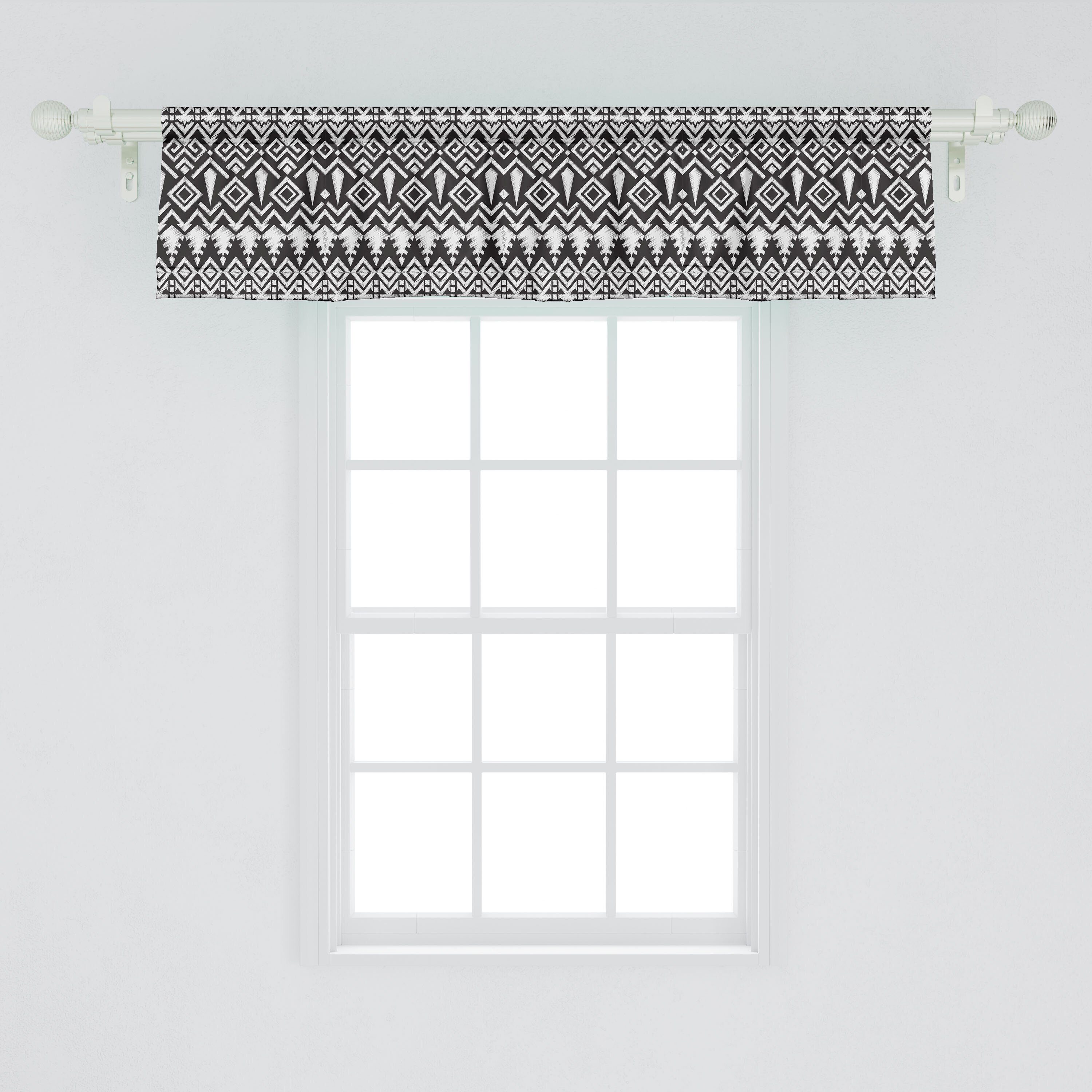 Scheibengardine Vorhang Schlafzimmer Volant Dekor Microfaser, Vintage Abakuhaus, mit Motiv Aztec für Stangentasche, Küche Tribal