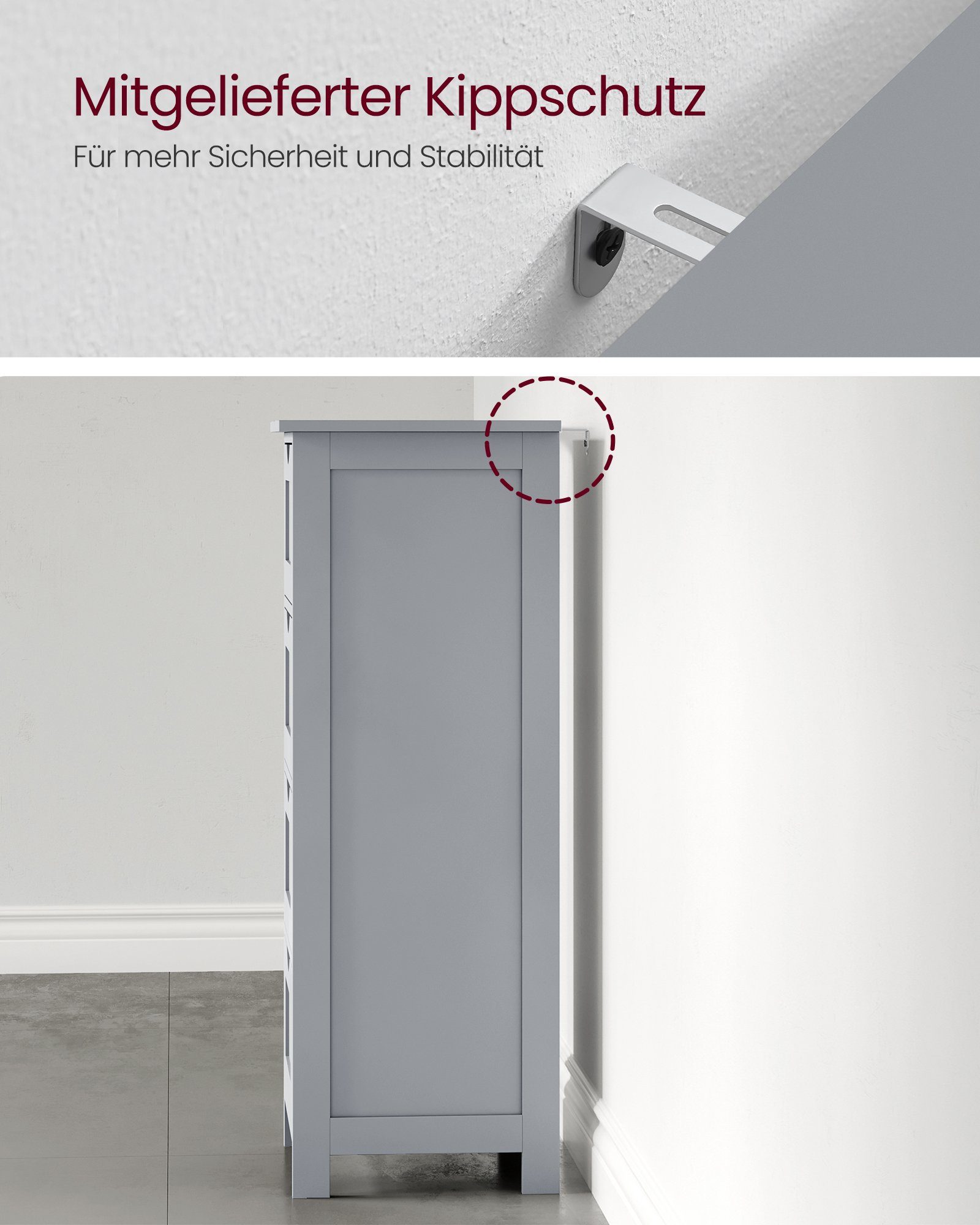 VASAGLE Badkommode Badezimmerschrank Badschrank mit 4 Schubladen, 30 x 30 x 82 cm, für Badezimmer, Wohnzimmer, modern, mystisches – Bild 5 von 5