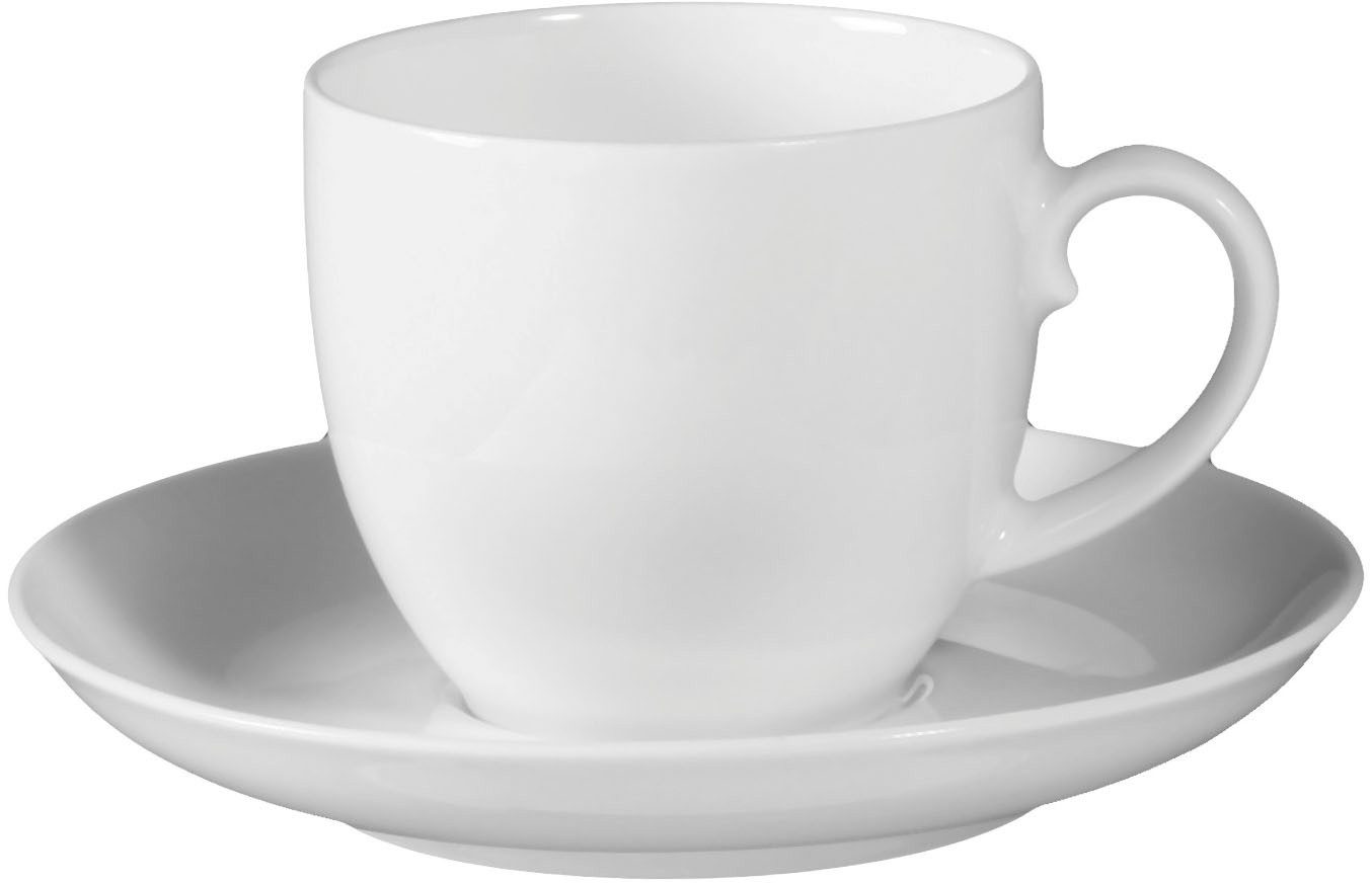 Seltmann Weiden Kombiservice Geschirr-Set, 42 Teile, Rondo/Liane Weiß (42-tlg), 6 Personen, Porzellan, Geschirr, Service, Made in Germany, 42 Teile, für 6 Personen