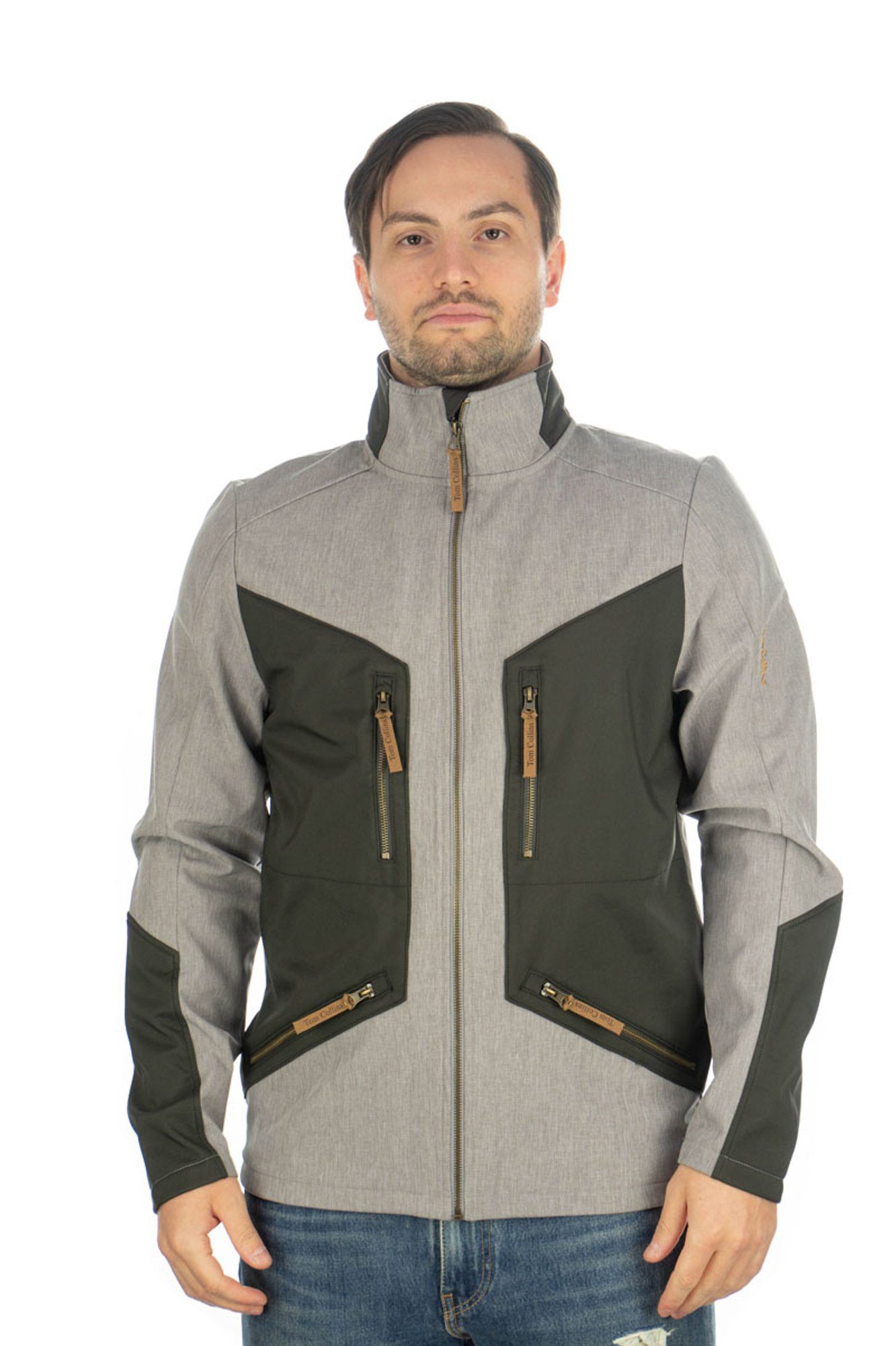 linken Tom Herren Gnoyod auf Outdoorjacke Tom mit dem Arm Collins-Stickerei hellgrau Collins Softshelljacke