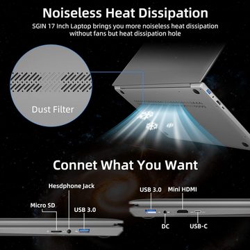 SGIN Notebook (Intel, 512 GB SSD, 5000 mAh,HD IPS, 2 xUSB 3.0 Bluetooth 4.2 3,5-mm- Kopfhörerbuchse)
