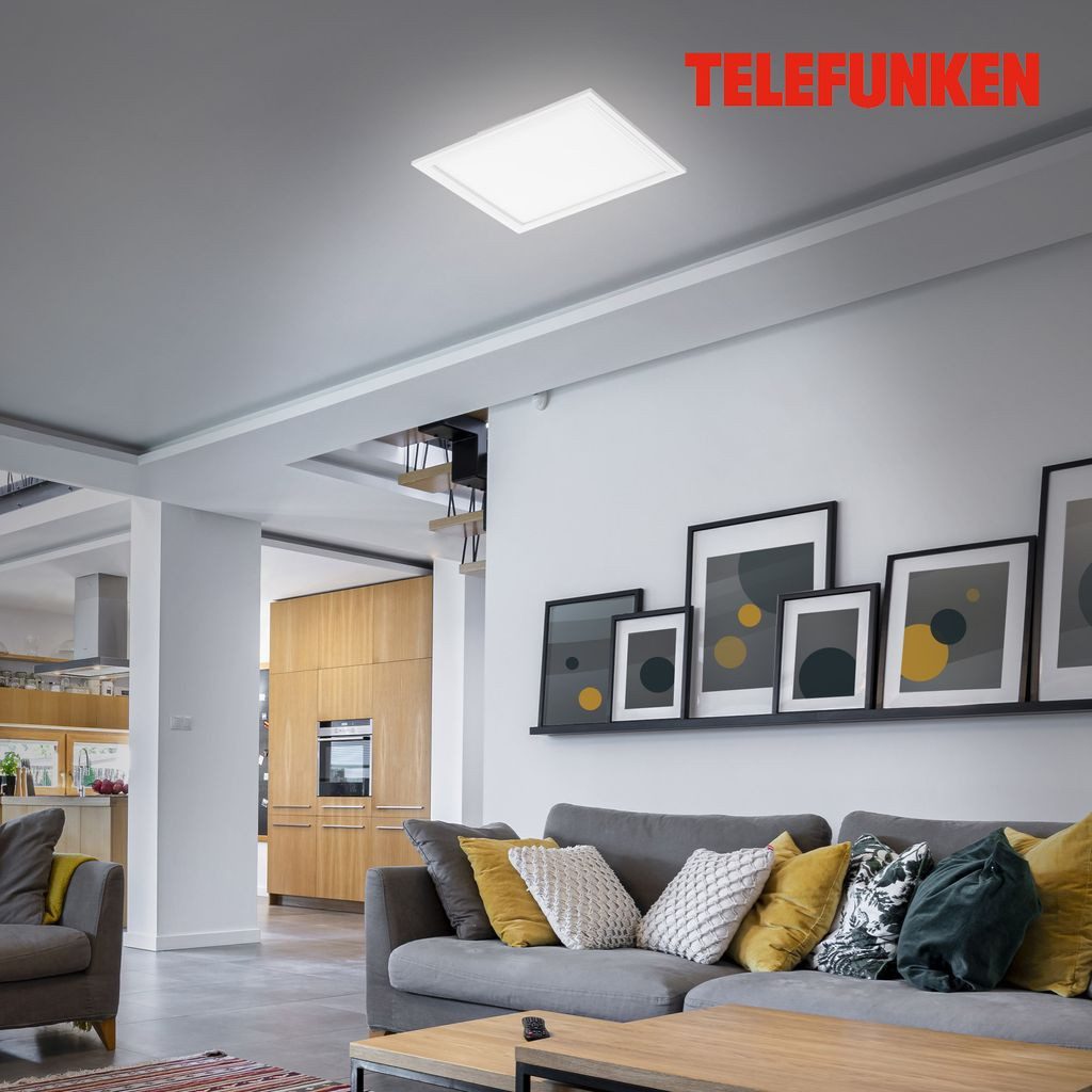 Telefunken LED Deckenleuchte 308606TF, Dimmfunktion, LED fest integriert, 2700K - Extra-Warmweiß, Deckenleuchte Sensor Panel 13W 1300lm 4000K 29,5x29,5x4,9cm