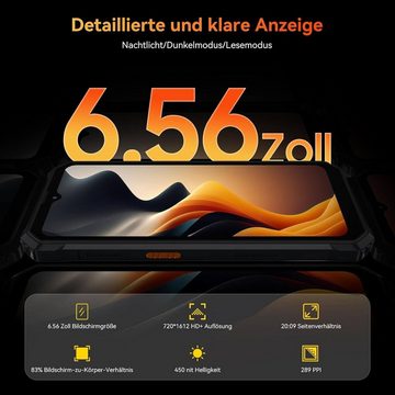 blackview BV6200Pro Green Rugged Outdoorhandy mit 8 GB RAM und 128 GB Speicher Smartphone (16,66 cm/6.56 Zoll, 8 GB Speicherplatz, 13 MP MP Kamera, Baustellenhandy, Dual 4G 98DB Lautsprecher)