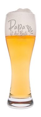 GRAVURZEILE Bierglas Leonardo Weizenglas mit Gravur - Papa ist der Beste, Glas, Bierglas als Geschenk für Papa zum Vatertag - 0,5l
