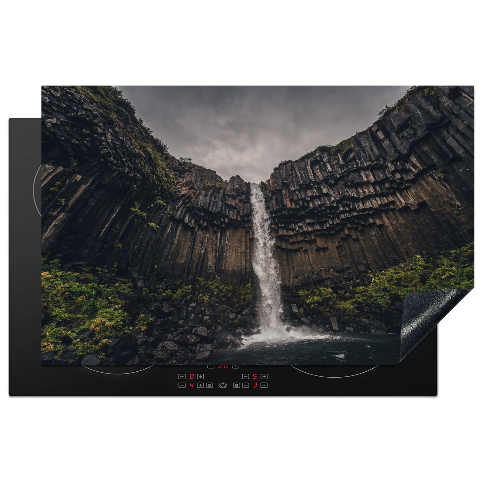 MuchoWow Herdblende-/Abdeckplatte Ein Wasserfall im isländischen Nationalpark Vatnajökull, Vinyl, (1 tlg), 81x52 cm, Induktionskochfeld Schutz für die küche, Ceranfeldabdeckung