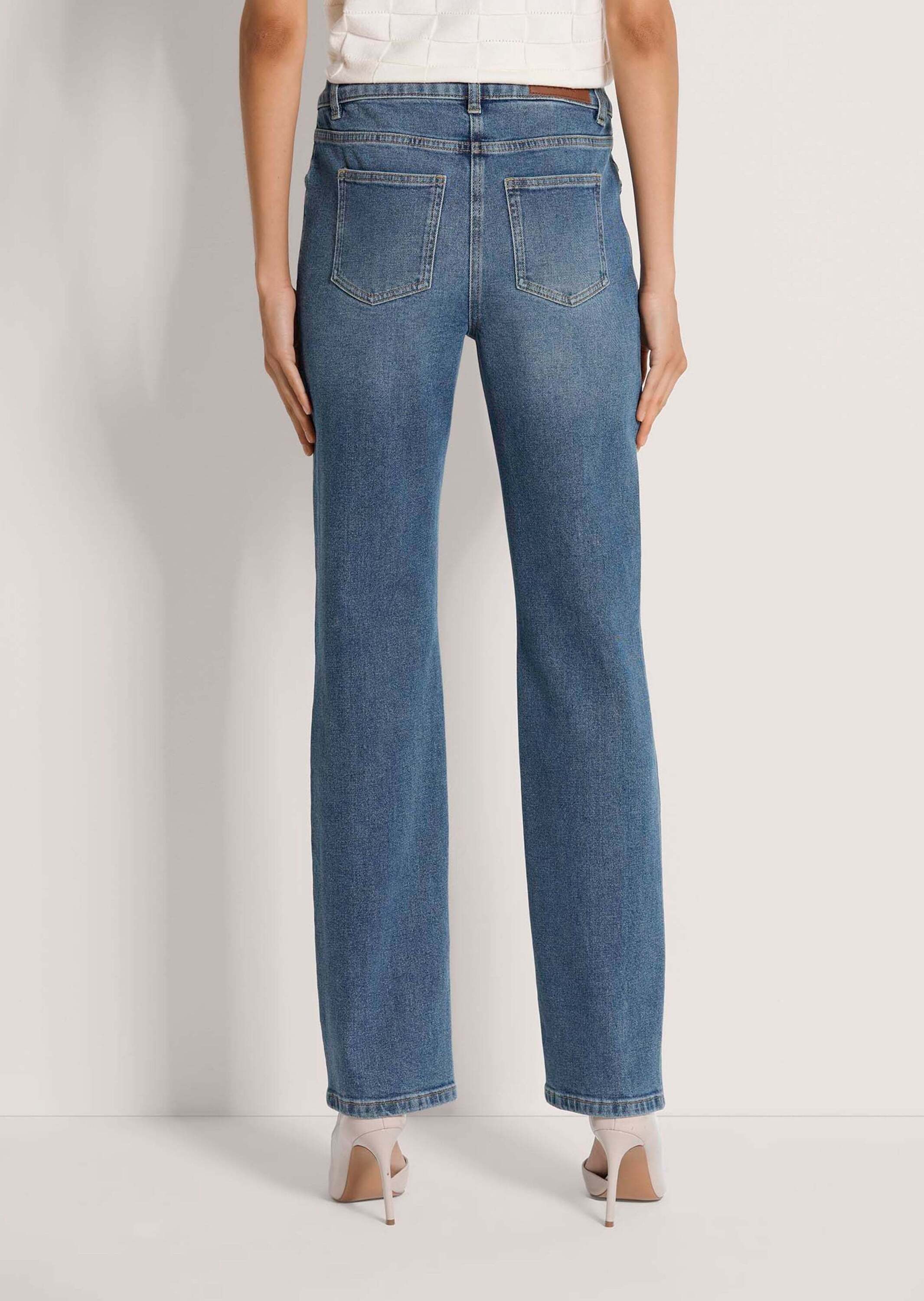 MADELEINE Gerade Jeans Slim-Fit-Jeans mit Formbund 5-Pocket-Hose mit Gürtelschlaufen, Taschen und Knöchellänge