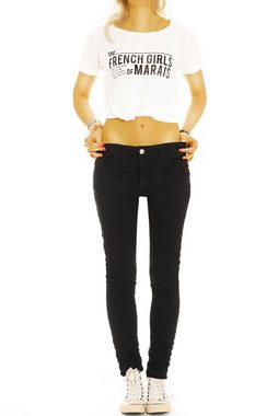 be styled Slim-fit-Jeans Low Waist Hose hüftige schwarze Slim Fit Röhrenhose - Damen - j42p 5-Pocket-Style, mit Stretch-Anteil, low waist