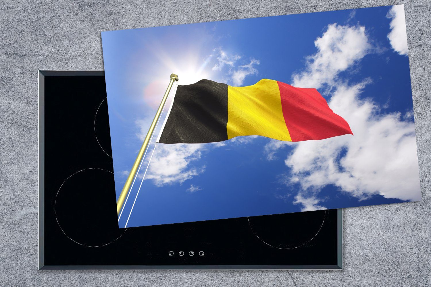 Vinyl, Die (1 weht cm, tlg), MuchoWow Flagge küche, für 81x52 die Induktionskochfeld belgische Schutz Ceranfeldabdeckung Himmel, Herdblende-/Abdeckplatte am