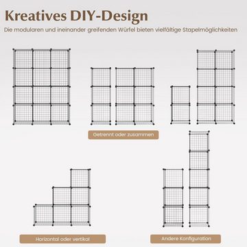 COSTWAY Steckregal, mit 12 Würfelfächern, aus Drahtgitter, DIY, 110x37x145cm