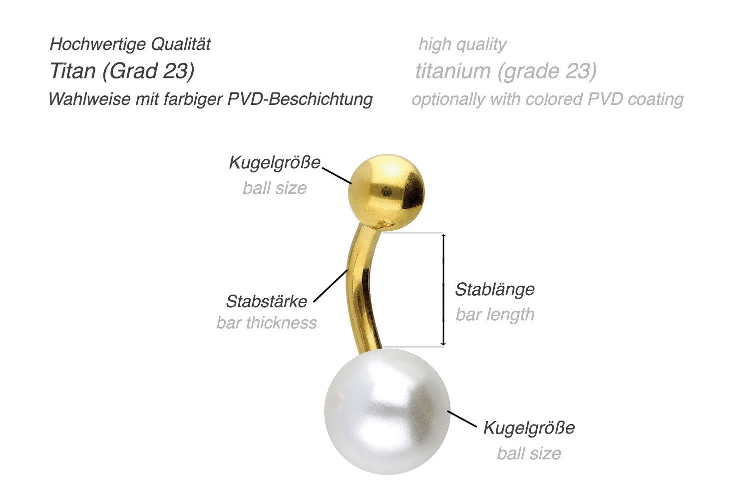 PIERCINGLINE Bauchnabelpiercing Titan Bananabell SYNTHETISCHE PERLE günstig online kaufen