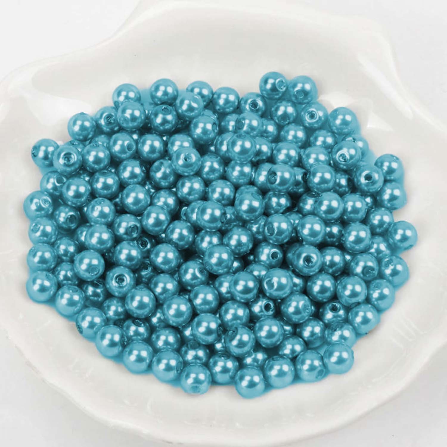 Kopper-24 Bastelperlen Wachsperlen ca. 600 Stück, 4mm, Türkis dunkel