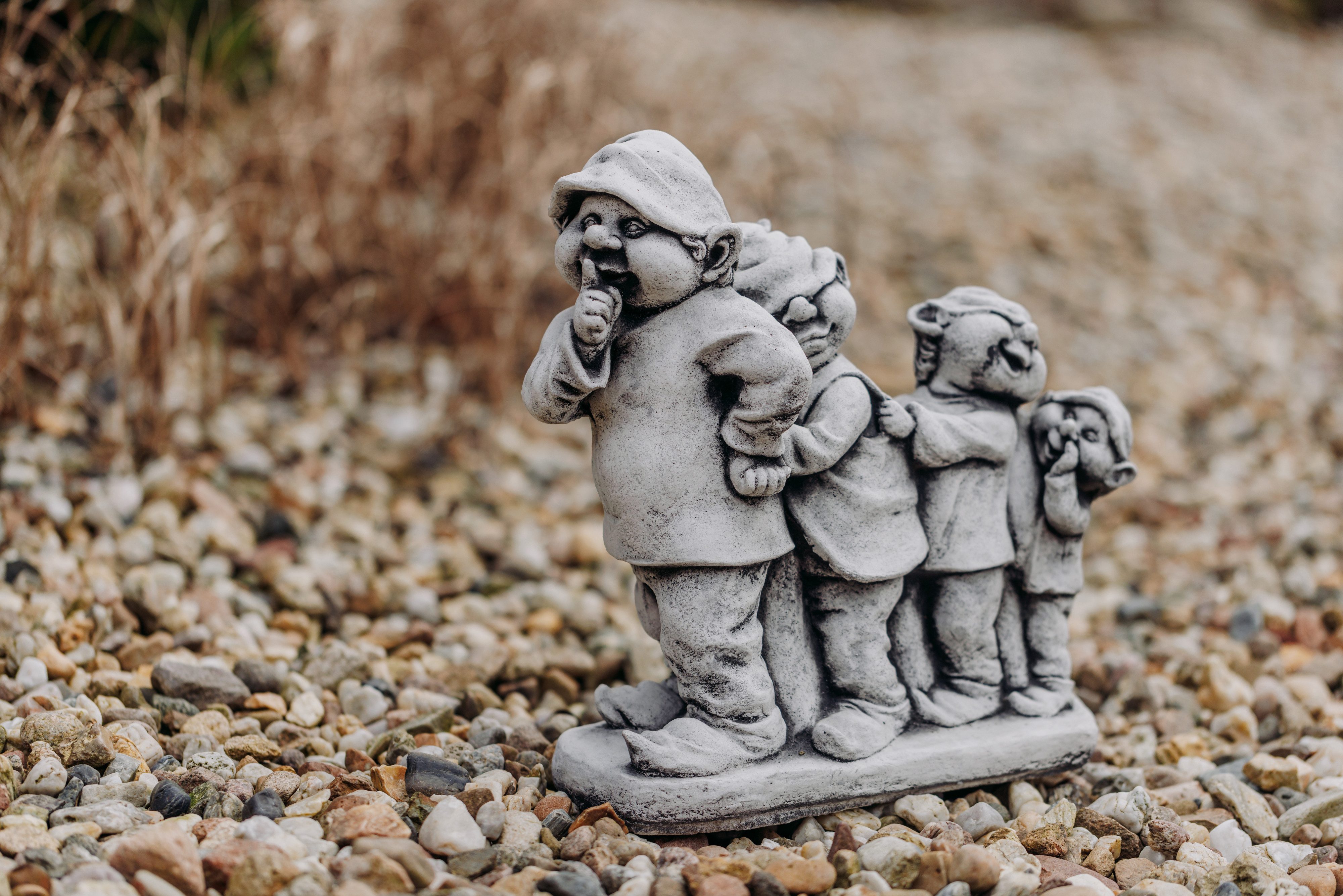 gartendekoparadies.de Gartenfigur Gnom-Truppe, Steinfigur, H. 34 cm, 12 kg, Frostsicher