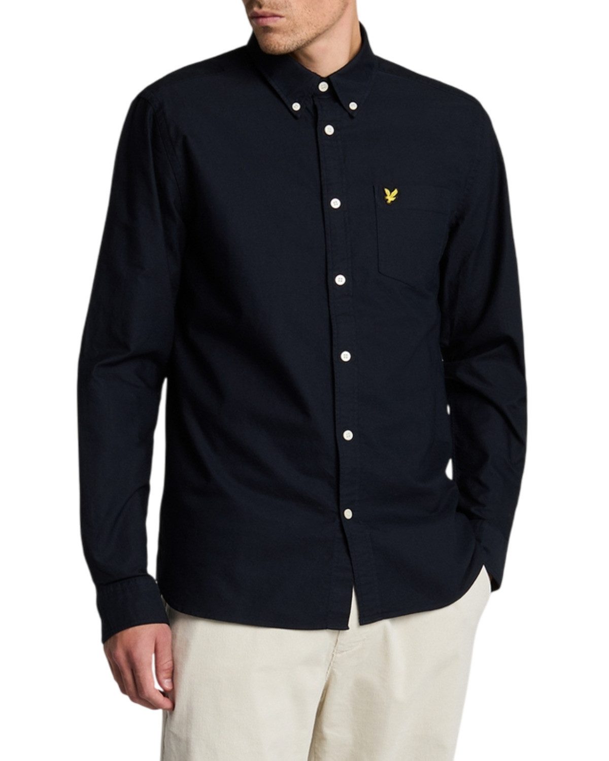 Langarmhemd Herren, 100% Baumwolle, Mit Button Down Kragen
