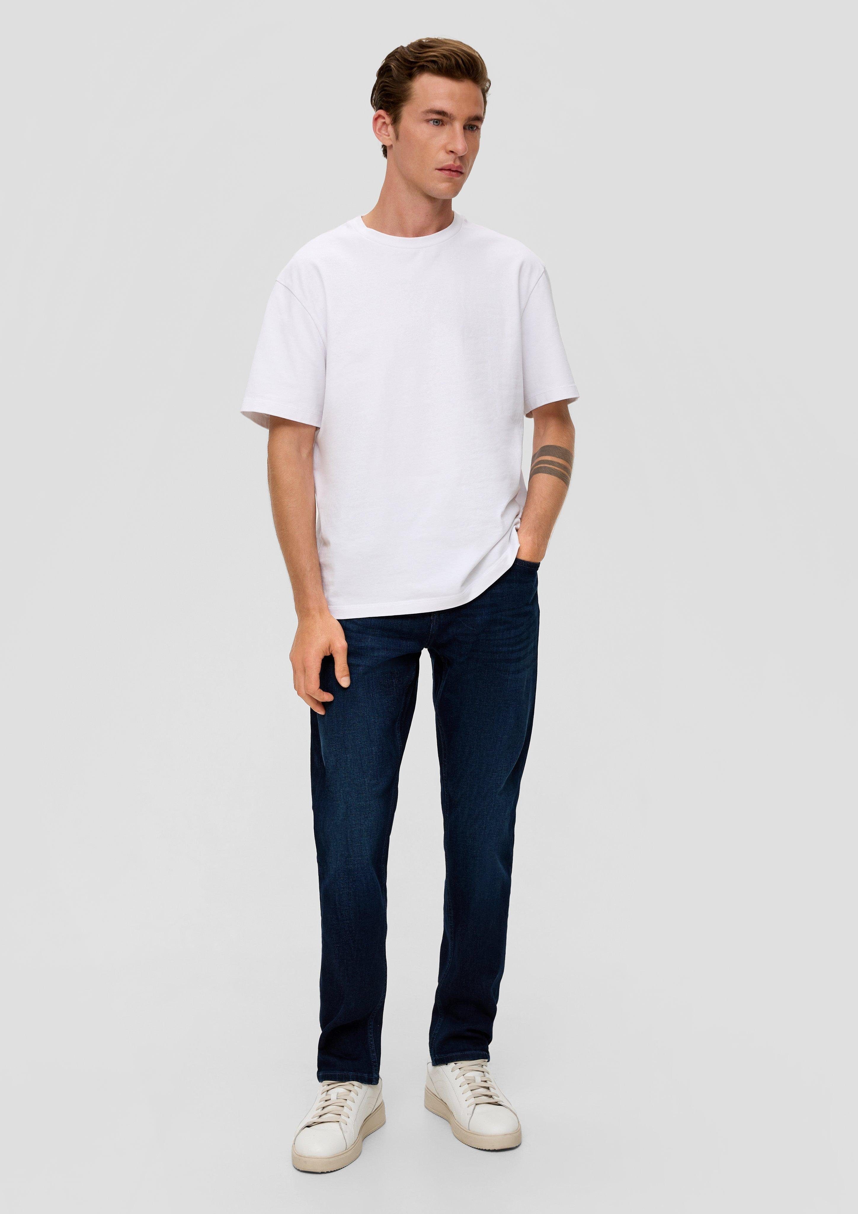 High s.Oliver Tapered / Mauro Regular Leg Stoffhose Jeans Label-Patch Fit / / navy Rise