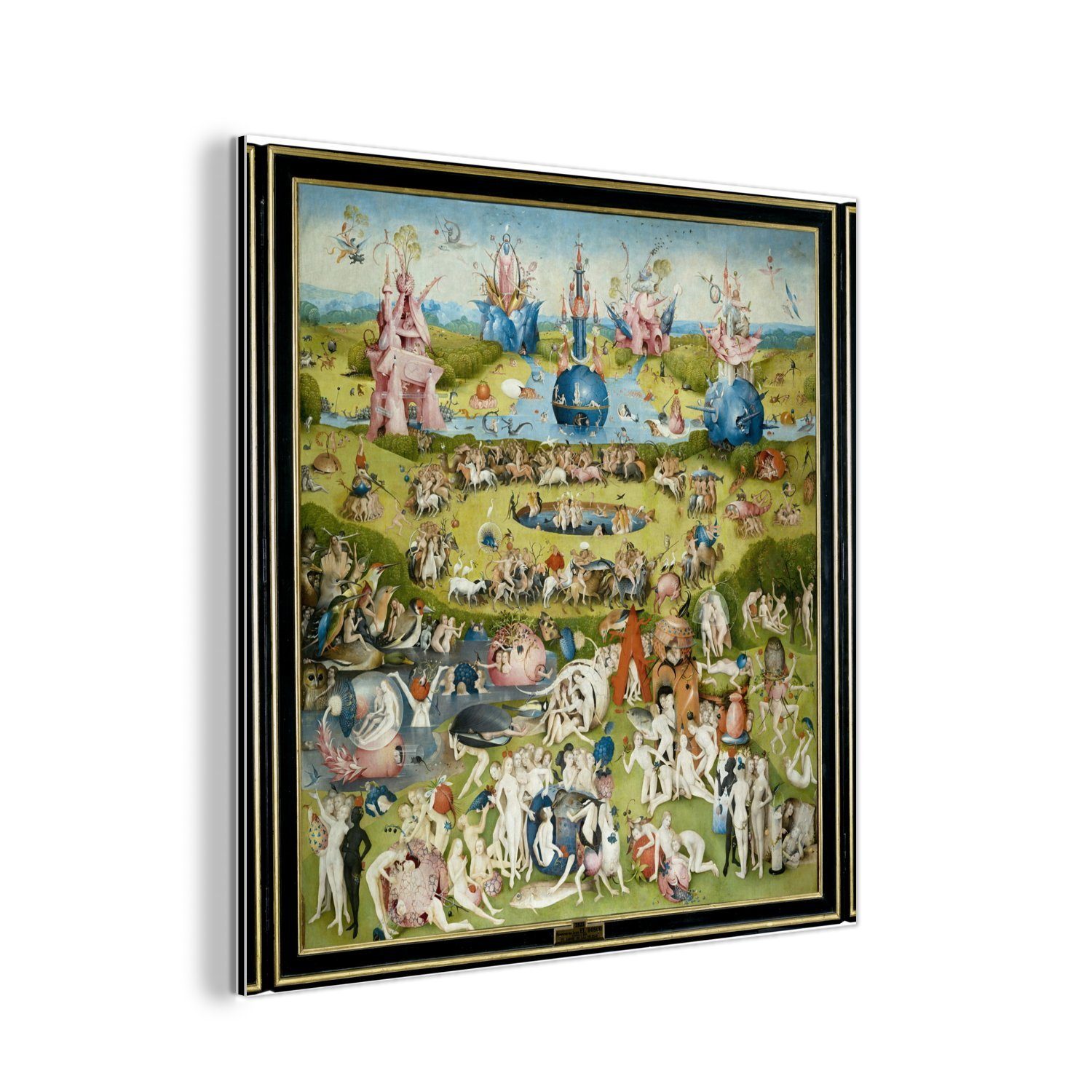 MuchoWow Metallbild Garten der Lüste - Gemälde von Hieronymus Bosch, (1 St), Alu-Dibond-Druck, Gemälde aus Metall, Aluminium deko