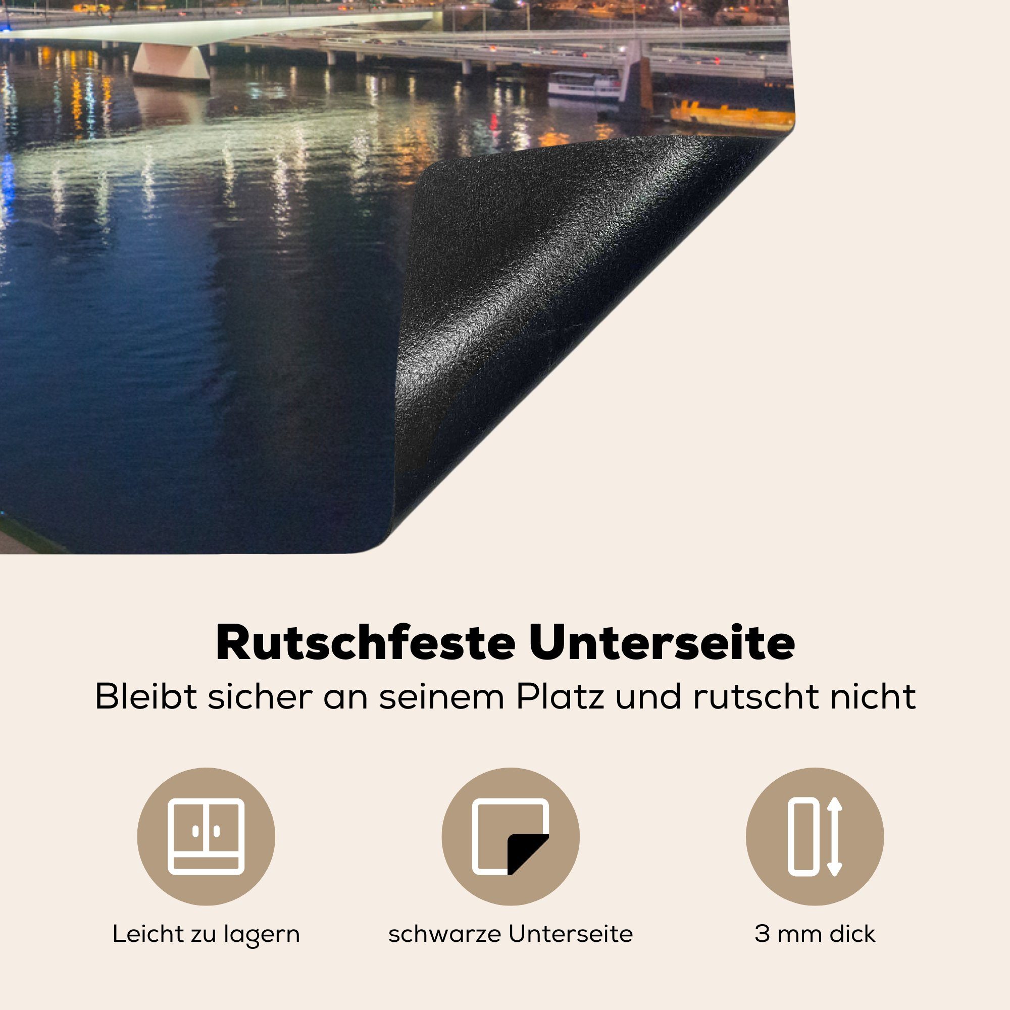 cm, Brisbane Herdblende-/Abdeckplatte Ceranfeldabdeckung einem nach in farbenprächtigen für küche, (1 Vinyl, Schutz Australien, Induktionskochfeld MuchoWow tlg), Sonnenuntergang 81x52 die