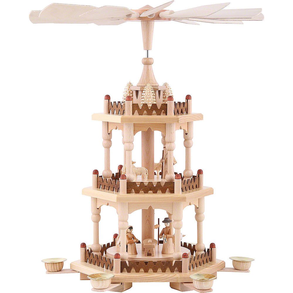 Seiffener Kunsthandwerk Theo Lorenz Weihnachtspyramide 3-stöckige Pyramide Krippenszene (41cm) von Theo Lorenz Kunsthandwerk