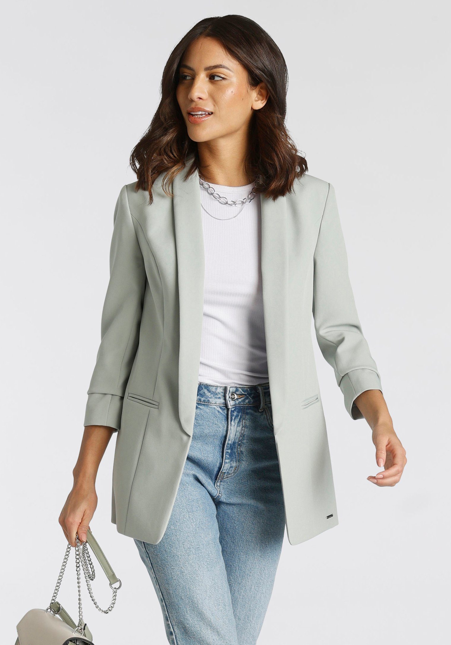 Laura Scott Longblazer mit gerafften Ärmeln mint (aus nachhaltigem Material)