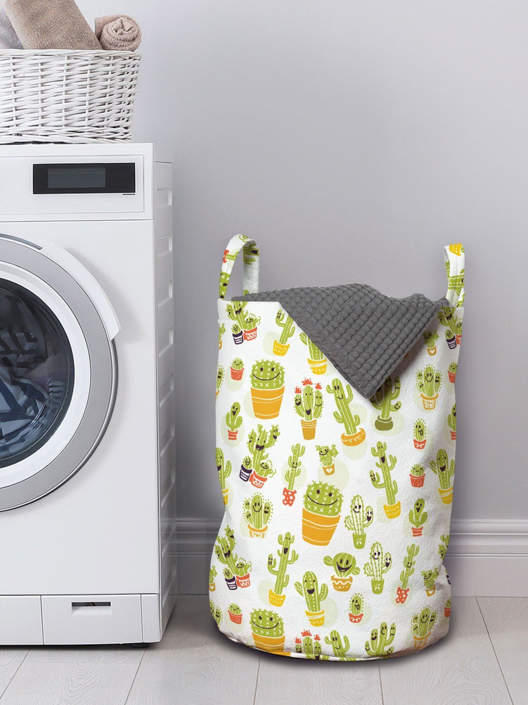 Wäschesäckchen Griffen Charaktere skandinavisch Kordelzugverschluss mit Wäschekorb Cactus Abakuhaus für Waschsalons, Töpfe