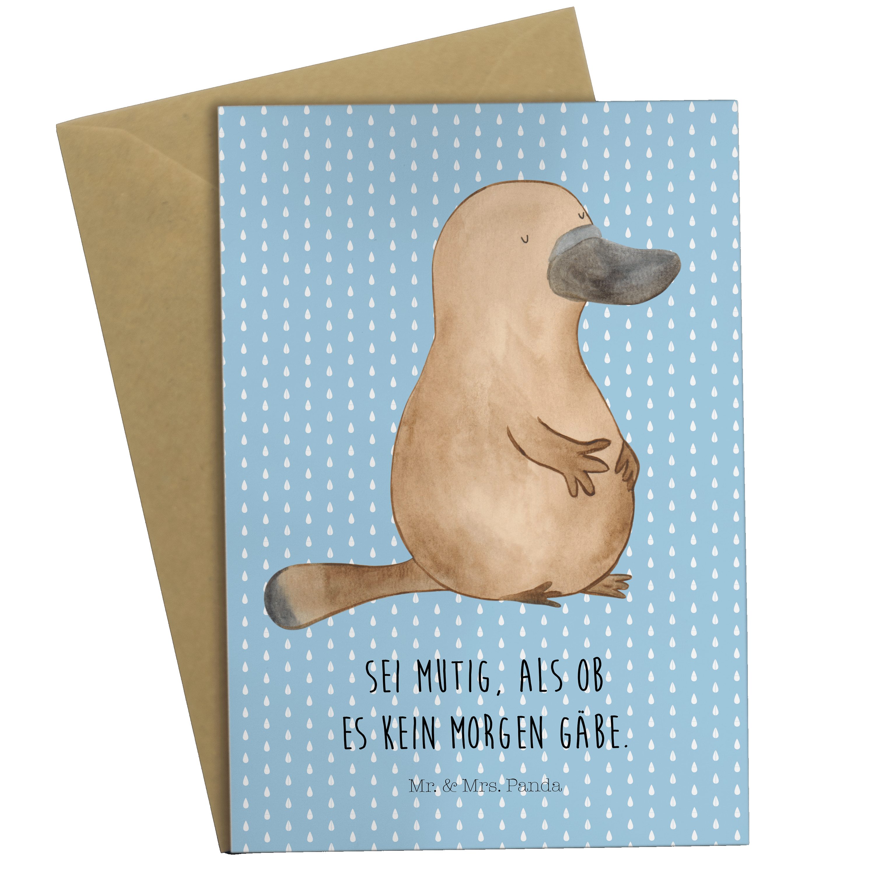 Grußkarte Geschenk, - Pastell Mrs. mutig & Blau Einladungskarte, Mr. Panda Motiva - Schnabeltier
