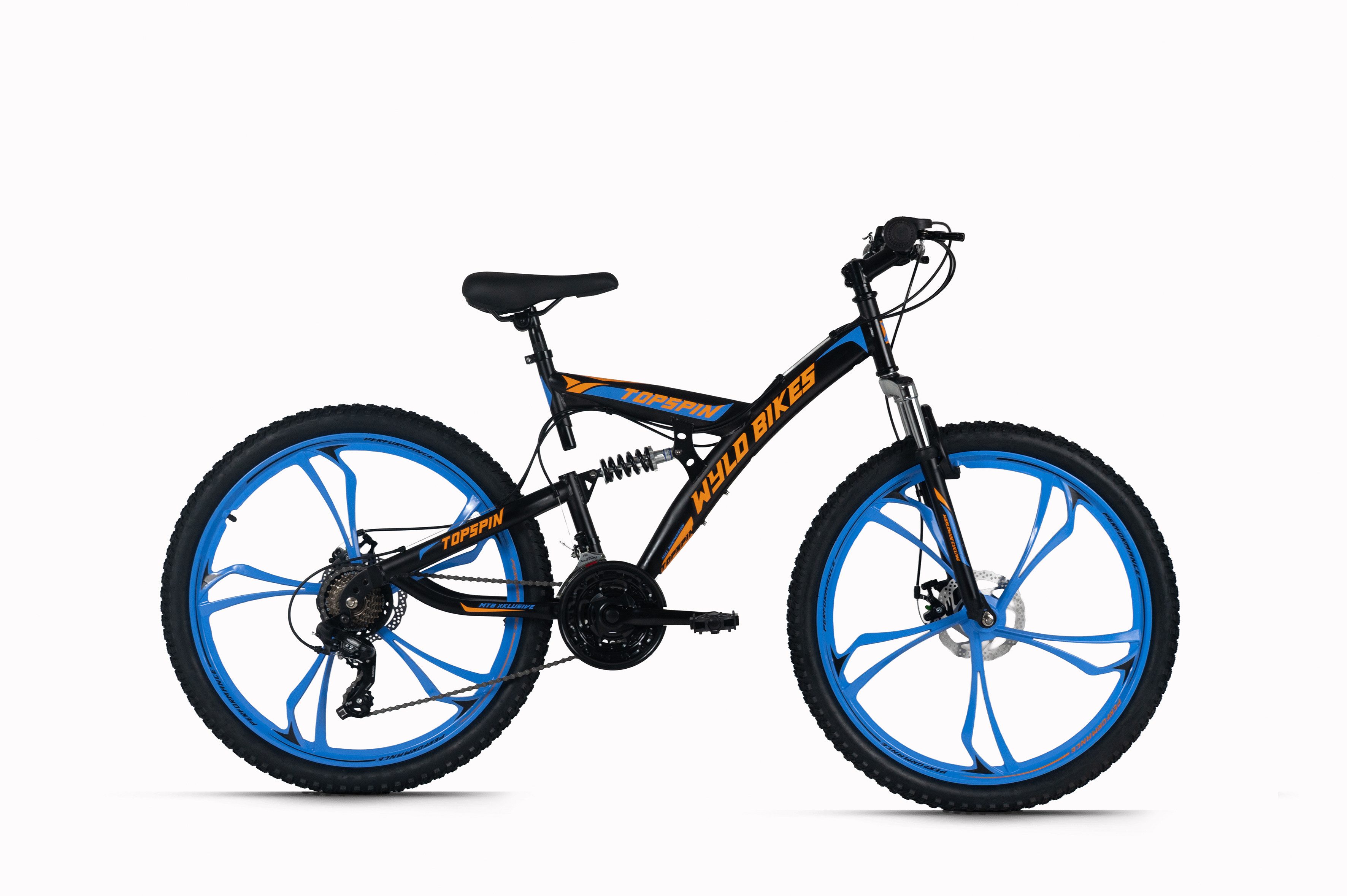 WYLD Mountainbike WYLD Mountainbike Fully 26'' Topspin schwarz-blau, 21 Gang Shimano Tourney Schaltwerk, Kettenschaltung
