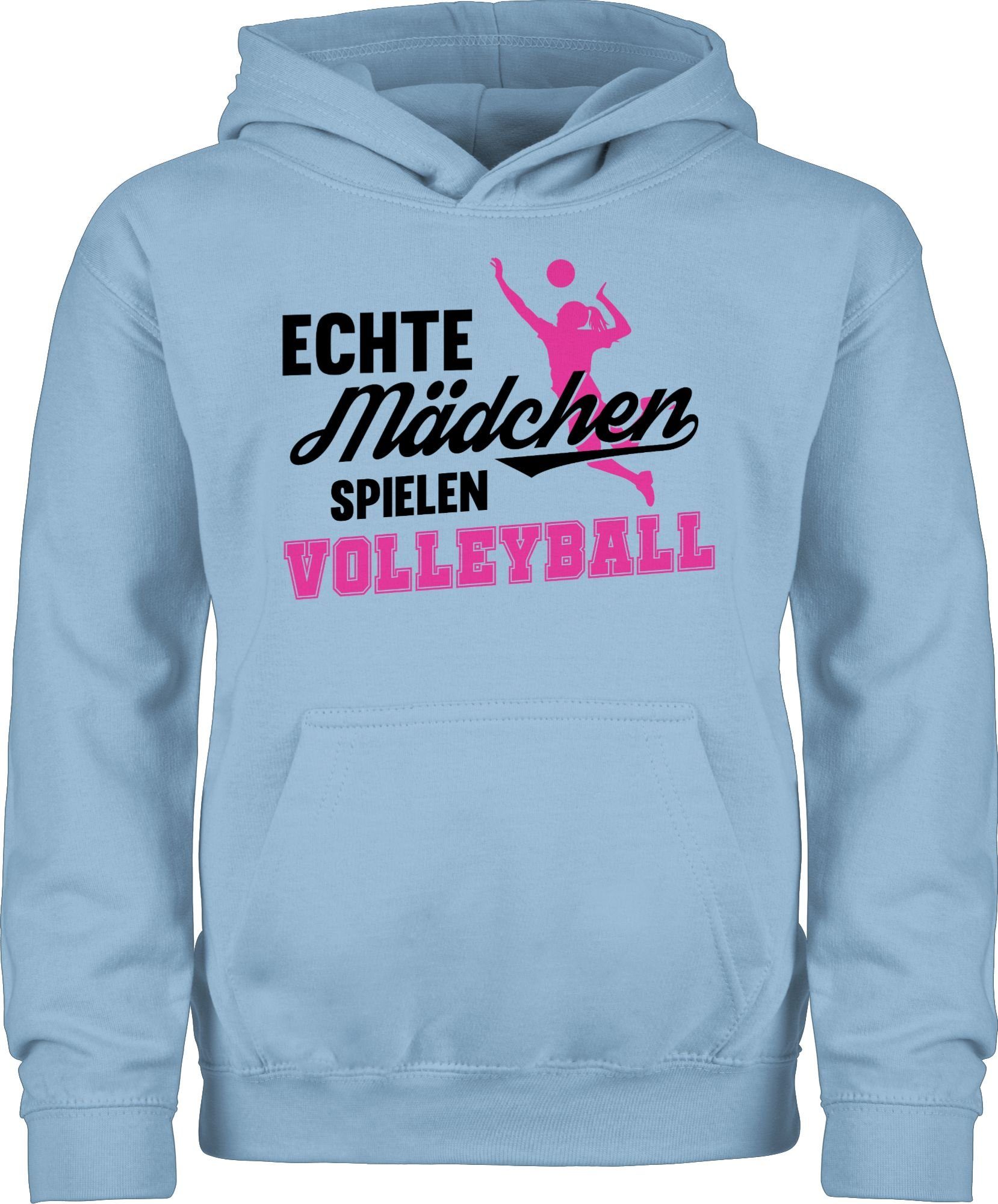 Shirtracer Hoodie Echte Mädchen spielen Volleyball schwarz / fuchsia Kinder Sport Kleidung 2 Hellblau