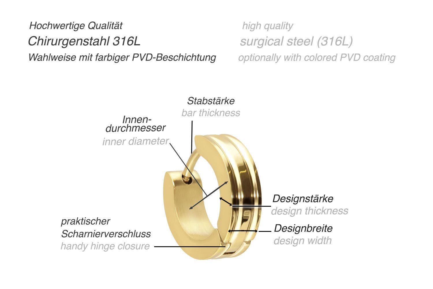 FILANGO Paar Creolen Chirurgenstahl Ohrclicker Creolen LINIEN (Creolen, 1-tlg)